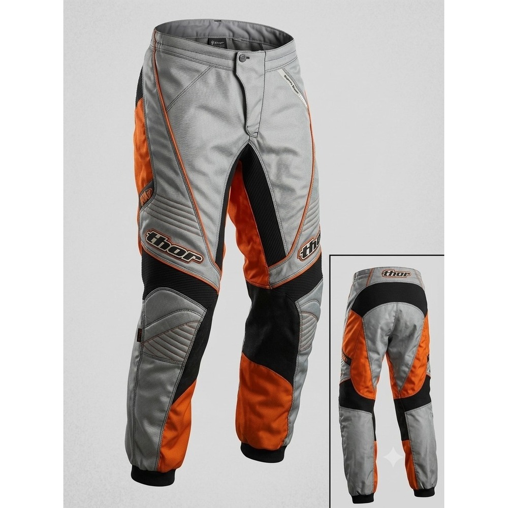 Thor MX Phase 4 Vintage Men's Gray, Black, Orange Motocross Pants. Size 34
